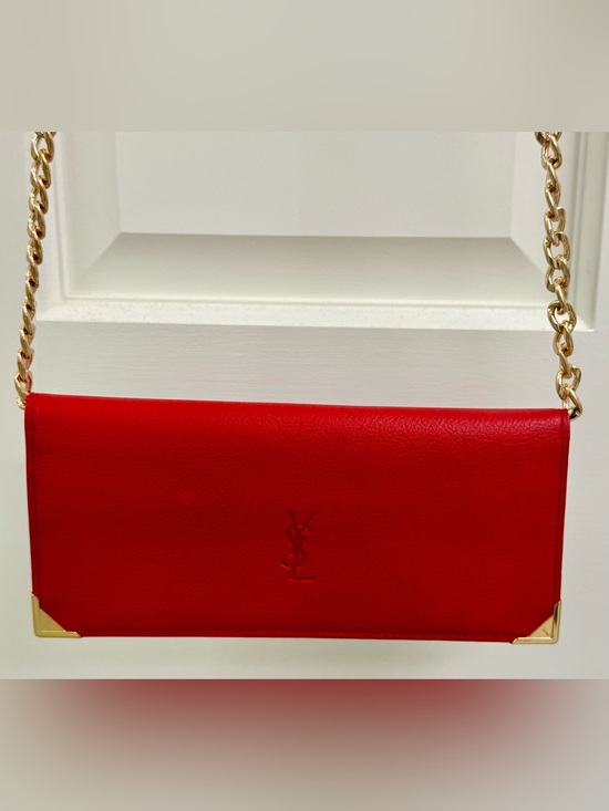Saint Laurent Handbags - YSL Vintage 80’s Old Money Quiet Luxury Red Pebbled Leather Wallet W/ Crossbody